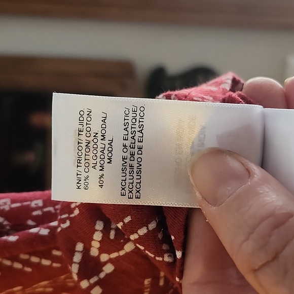 Lucky Brand Red & White Patterned Blouse Small - Picture 8 of 11